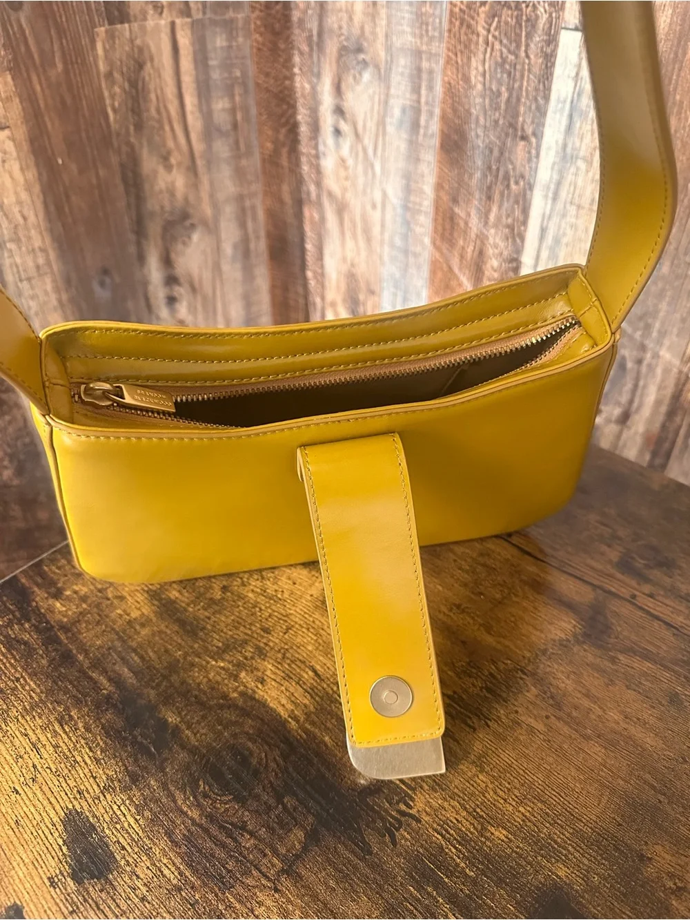 Brandon Blackwood Daphne in Yellow Oil Leather Shoulder Bag with Gold hardware
